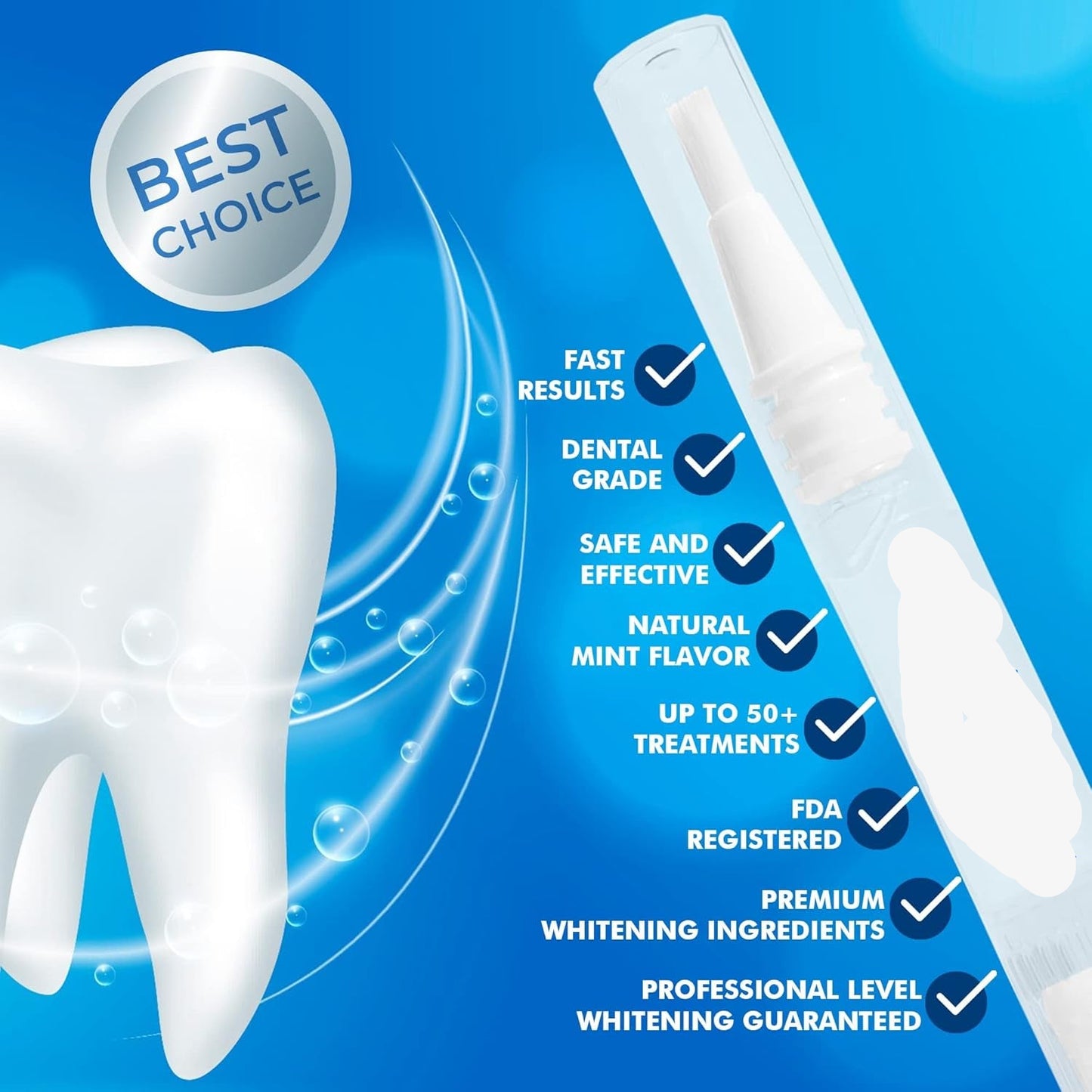 Teeth Whitening Pen (4 Pens), Teeth Whitening Gel Pen, Teeth Whitening Kit, Effective, Painless, Non Sensitive, Travel Friendly, Natural White Smile, Natural Mint Flavor