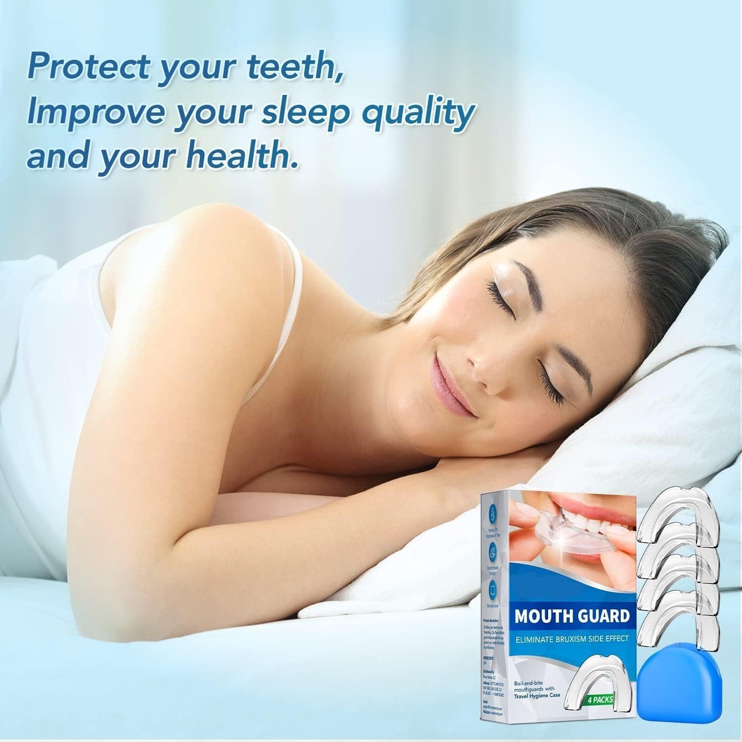 Mouth Guard Set for Teeth Grinding - Reusable Nighttime Protection - 4 Piece Clenching Teeth Guard